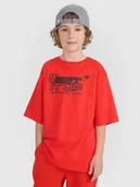 Koszulki dla dziewczynek - 4F T-shirt oversize z nadrukiem dziecięcy - czerwony 122/128 (6-8 lat) - miniaturka - grafika 1