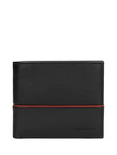 Portfele - Wojas Skórzany portfel w kolorze czarno-czerwonym - (S)11 x (W)9,5 x (G)2 cm - grafika 1