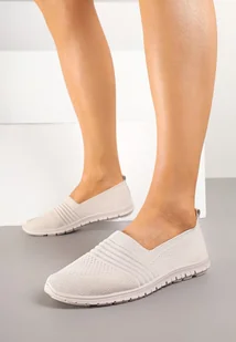 Jasnobeżowe Tenisówki z Elastyczną Cholewką Iveltebia - Trampki damskie - miniaturka - grafika 1