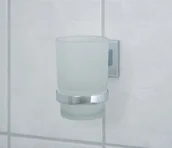 Dozowniki papieru i mydła dla firm - FACKELMANN Fackelmann 86753 szklany z uchwytem, około 7 x 10 x 11 cm, powierzchnia błyszcząca chromowana - miniaturka - grafika 1