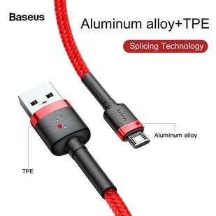 Baseus Cafule Cable wytrzymały nylonowy kabel przewód USB / micro USB QC3.0 2.4A 1M czerwony (CAMKLF-B09) - Kable USB - miniaturka - grafika 15