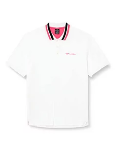 Koszulki męskie - Champion Męska koszulka polo Legacy Special Light Cotton Pique Neon Spray, biała, XL - grafika 1