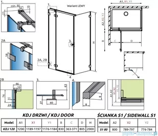 Radaway Essenza Pro Brushed Copper Kdj kabina 120x80 cm lewa szczotkowana miedź 10097120-93-01L/10098080-01-01 - Kabiny prysznicowe - miniaturka - grafika 2