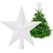Bombki - GWIAZDA CZUBEK NA CHOINKĘ SZPIC CHOINKOWY GWIAZDKA CHOINKOWA 20 CM BIAŁA ŚWIĘTA - miniaturka - grafika 1