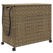 Kosze na bieliznę - vidaXL Kosz na pranie z kółkami 66x35x60 cm rattan - miniaturka - grafika 1