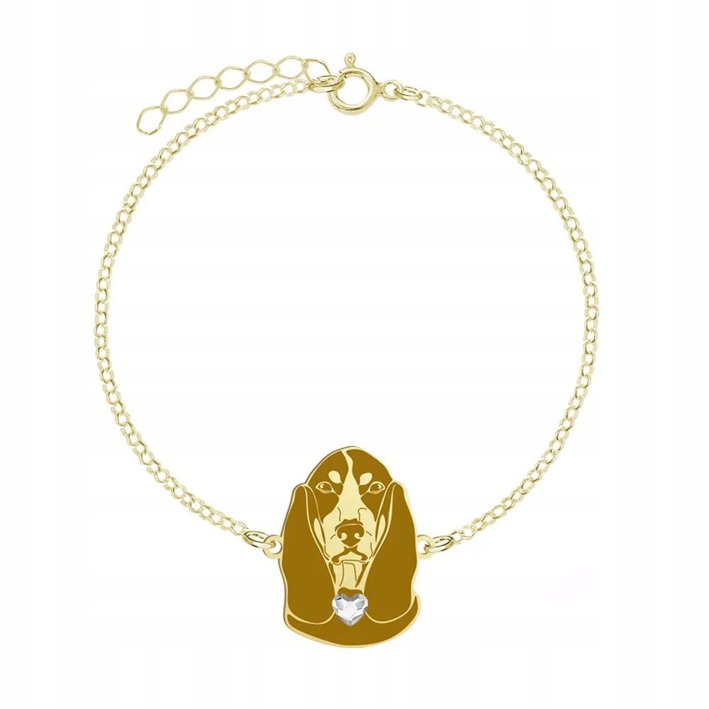Bransoletka Złota z psem rasy Basset Gaskoński 925 Biżuteria GRAWER GRATIS