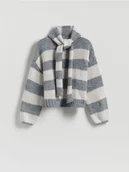 Swetry damskie - Reserved - Sweter z wiązaniem - szary - miniaturka - grafika 1