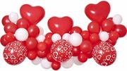Balony i akcesoria - Zestaw balonów do girlandy balonowej czerwono-biały Love - 65 szt. - miniaturka - grafika 1