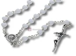 Różaniec biała KREDA (serduszka), 6mm - Różańce - miniaturka - grafika 1