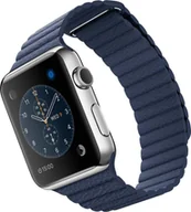 Akcesoria do smartwatchy - THD Granatowy skórzany pasek do Apple Watch 42/44 mm, rozmiar uniwersalny, seria 1,2,3,4,5,6,7 - miniaturka - grafika 1