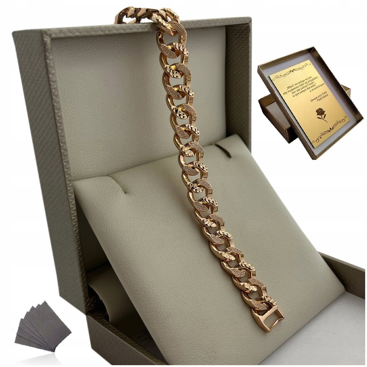 Elegancka Damska Pozłacana Bransoletka Na Ręke Ze Stali Szeroka Gruba 18K