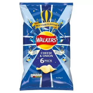 Walkers Cheese & Onion chipsy ziemniaczane o smaku sera i cebuli 6x25 g - Chipsy - miniaturka - grafika 1