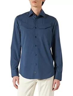 Koszule męskie - G-STAR RAW Męska koszula Slant Pocket Slim, Wielokolorowy (Dk Sea Blue Htr D21087-c965-c987), S - grafika 1
