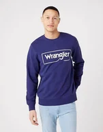 Bluzy męskie - WRANGLER FRAME LOGO CREW MĘSKA BLUZA LOGO NADRUK BLUE W662HAB51 112321426 - Wrangler - miniaturka - grafika 1