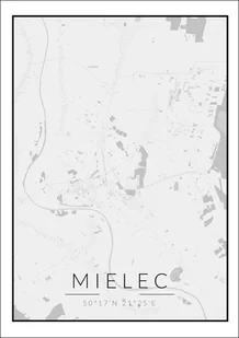 Galeria Plakatu, Mielec mapa czarno biała, 70x100 cm - Plakaty - miniaturka - grafika 1