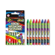 Przybory szkolne - kredki woskowe neonowe Dino Penmate kolori premium 8 kolorów - miniaturka - grafika 1