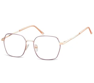 Okulary zerówki oprawki Optyczne Korekcyjne 913A różowe złoto + fiolet - Okulary korekcyjne, oprawki, szkła - miniaturka - grafika 1
