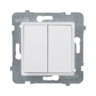 Gniazdka elektryczne - Berker podwójny schodowy Polmark Tarnów Rosa biały - miniaturka - grafika 1