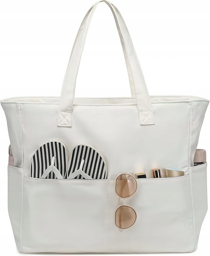 STYLOWA TORBA WODOODPORNA PLAŻOWA/MIEJSKA Z ZAMKIEM DUŻA - TORBY PLAŻOWE