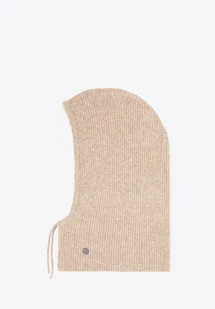 Kominiarka damska z domieszką wełny beżowa - Czapki damskie Kominiarka damska z domieszką wełny beżowa - Czapki damskie - miniaturka - grafika 1