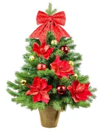 Choinki - Dekorowana sztuczna choinka ROLNIČČKA 60 cm z OŚWIETLENIEM LED W KWIATACH - miniaturka - grafika 1