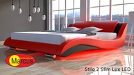 Łóżka - Nowoczesne łóżko tapicerowane   STILO 2 LUX  SLIM   LED RGB    - skóra ekologiczna - 140x200 - miniaturka - grafika 1
