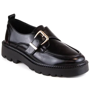 Półbuty damskie na platformie z klamrą czarne Vinceza 58184 - Półbuty damskie - miniaturka - grafika 1