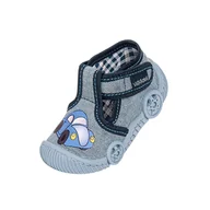 Kapcie damskie - Chłopięce kapcie w kartkę z nadrukiem auta niebieskie - miniaturka - grafika 1