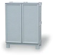 Szafy i regały magazynowe - Szafa plastikowa półkowa, 920x 700 x 390 mm, szara - miniaturka - grafika 1
