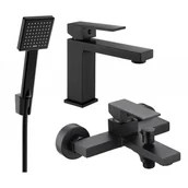 Baterie umywalkowe - Mexen Uno R45 zestaw wannowy, czarny - miniaturka - grafika 1