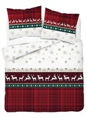 Pościel - Pościel satynowa 220x200 Świąteczna czerwona biała renifery płatki śniegu kratka 5228 B Home Satin 131 - miniaturka - grafika 1
