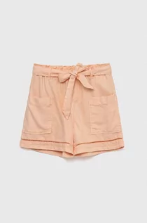 Spodnie i spodenki dla dziewczynek - Guess szorty dziecięce kolor pomarańczowy gładkie - grafika 1