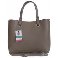 Torebki damskie - Duża Włoska skórzana torba Shopper bag trzy komory na ramię mieści A4 ,Vera Pelle Beżowa VOM65T - miniaturka - grafika 1