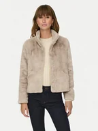 Płaszcze damskie - ONLY Futro Newvida 15295423 Beżowy Regular Fit - miniaturka - grafika 1