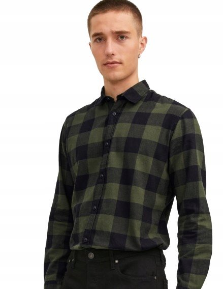 JACK&JONES KOSZULA MĘSKA ZIELONA W KRATĘ L 1J7B