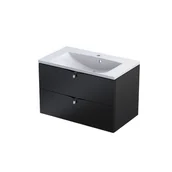 Szafki łazienkowe - Szafka łazienkowa Oristo Siena 80 cm z umywalką Amelia czarny mat - miniaturka - grafika 1