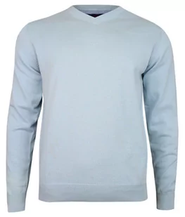 Sweter w Serek, Niebieski, Błękitny (V-neck) -Adriano Guinari- Klasyczny, Męski - Swetry męskie - miniaturka - grafika 1