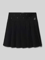 Sukienki i spódniczki dla dziewczynek - Spódnica plisowana z obszyciem ozdobnymi kamieniami i aplikacją z logo - miniaturka - grafika 1
