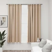 Zasłony - Zasłony stylizowane na lniane, 2 szt., beżowe, 140x175 cm - miniaturka - grafika 1