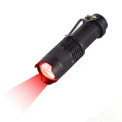 Latarki - Latarka z czerwonym światłem, taktyczna, jasna, czerwona dioda LED, z funkcją zoomu, przenośna, wodoodporna, przenośne czerwone światło (1, czerwone) - miniaturka - grafika 1