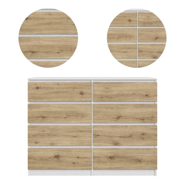 Komoda Basic 8 Szuflad – Dąb Artisan/Biały 120X97X40 Cm