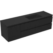 Szafki łazienkowe - Mexen Rivel szafka łazienkowa 160 cm z umywalką Otis prawą, 2S, 1D, ryflowana, czarna mat - 91A23-16047-3-BBFFF71-W18P71 - miniaturka - grafika 1