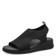 Moda i Uroda OUTLET - Tamaris Damskie sandały Comfort 8-88713-42 001 Black Wedge na platformie, wygodne, na co dzień, odświętne, eleganckie, szerokie sandały rybackie, 36 EU, czarny, 36 EU Weit - miniaturka - grafika 1
