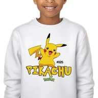 Bluzy dla dziewczynek - Bluza Dziecięca Biała Bez Kaptura Super Prezent Dla Dziecka Pikachu 152 Wz - miniaturka - grafika 1