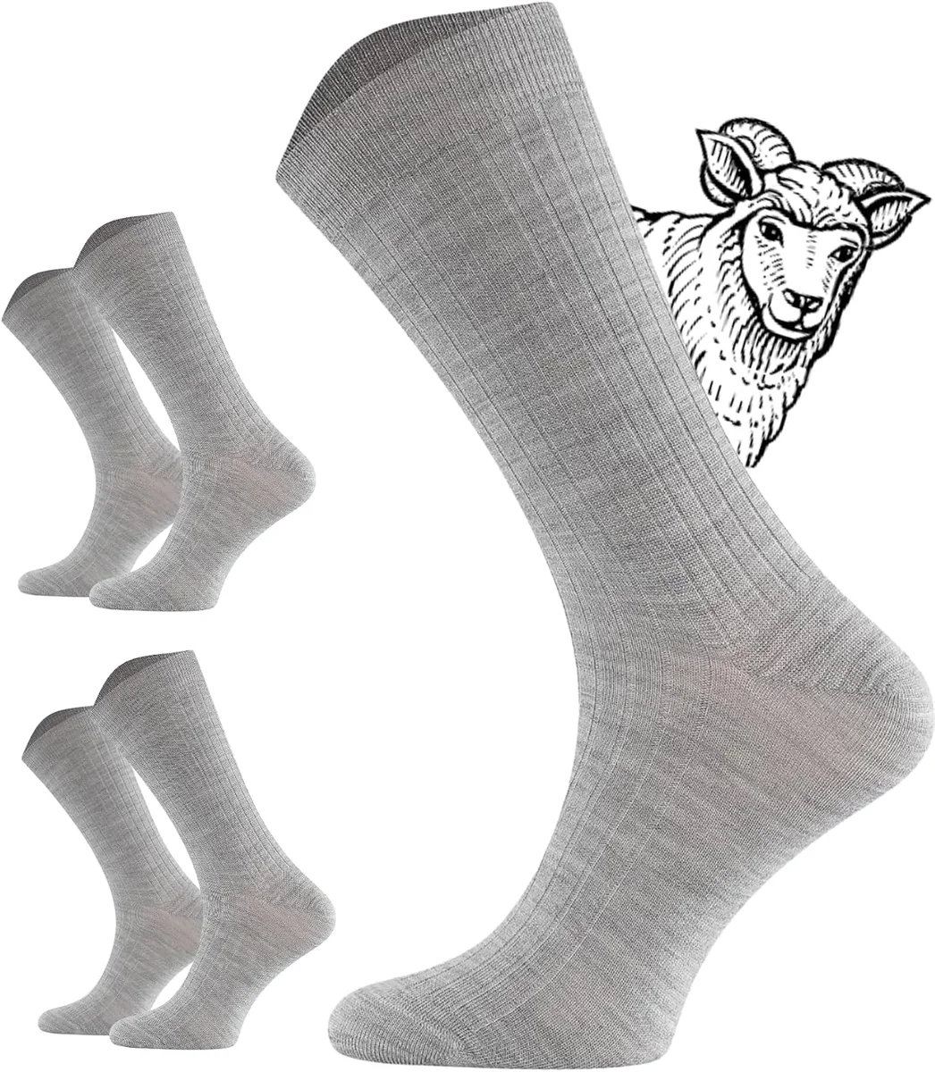 SKARPETY 2 PARY WEŁNIANE SZARE 35-38 BEZUCISKOWE MERINO KOMFORTOWE