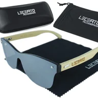 Okulary przeciwsłoneczne - Okulary przeciwsłoneczne drewniane srebrne lustrzanki LECERTO zestaw - miniaturka - grafika 1