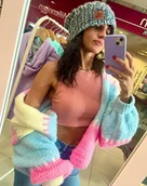 Swetry damskie - Kolorowy Sweter Damski Pastelowy - miniaturka - grafika 1