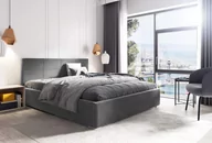 Łóżka - Łóżko tapicerowane pikowane z materacem Katia 180x200 Szare Metalowy Stelaż - miniaturka - grafika 1