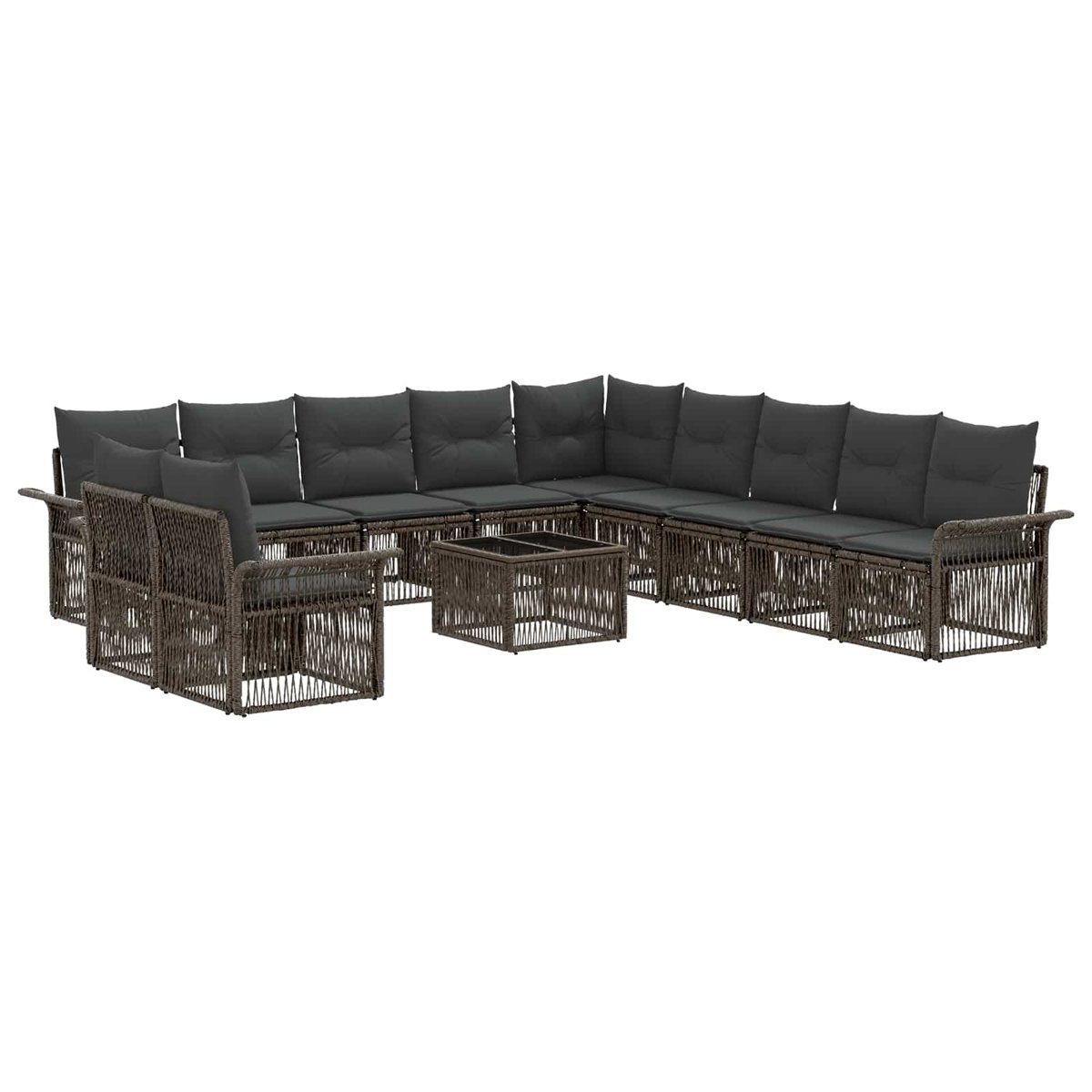 vidaXL Zestaw Sof na Ogród 12 pcs Szary polirattan