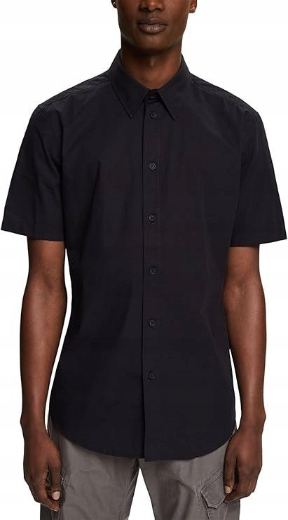 ESPRIT CZARNA ELEGANCKA KOSZULA KRÓTKI RĘKAW BAWEŁNA XS 6FA